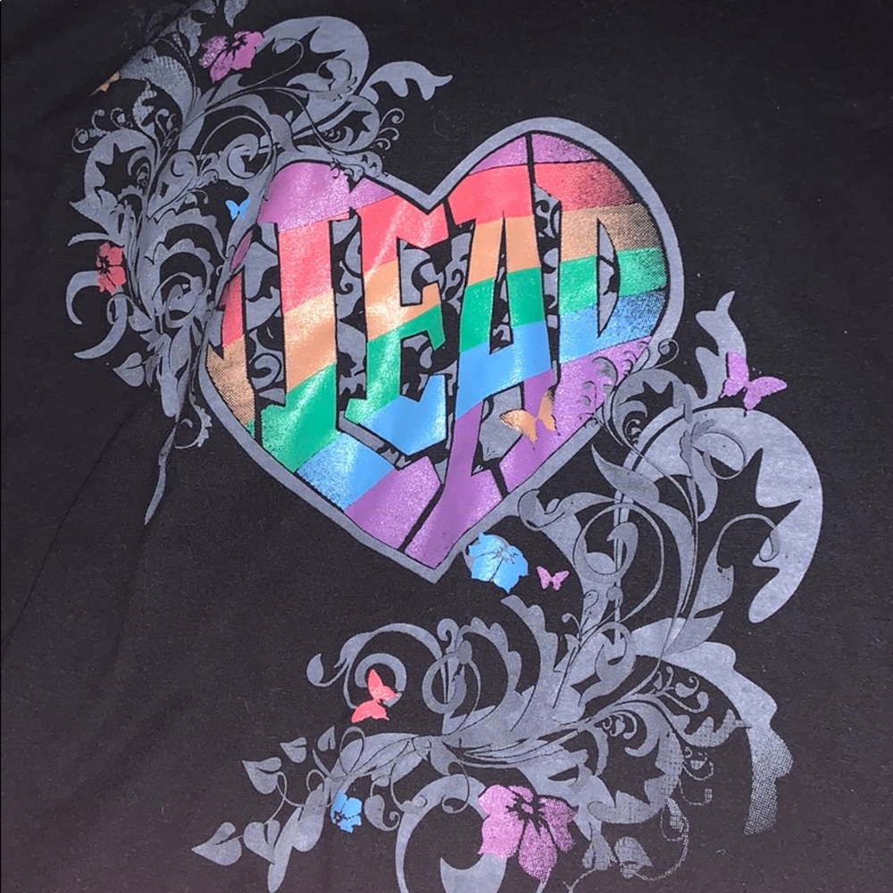 Thin black I lead rainbow floral shirt